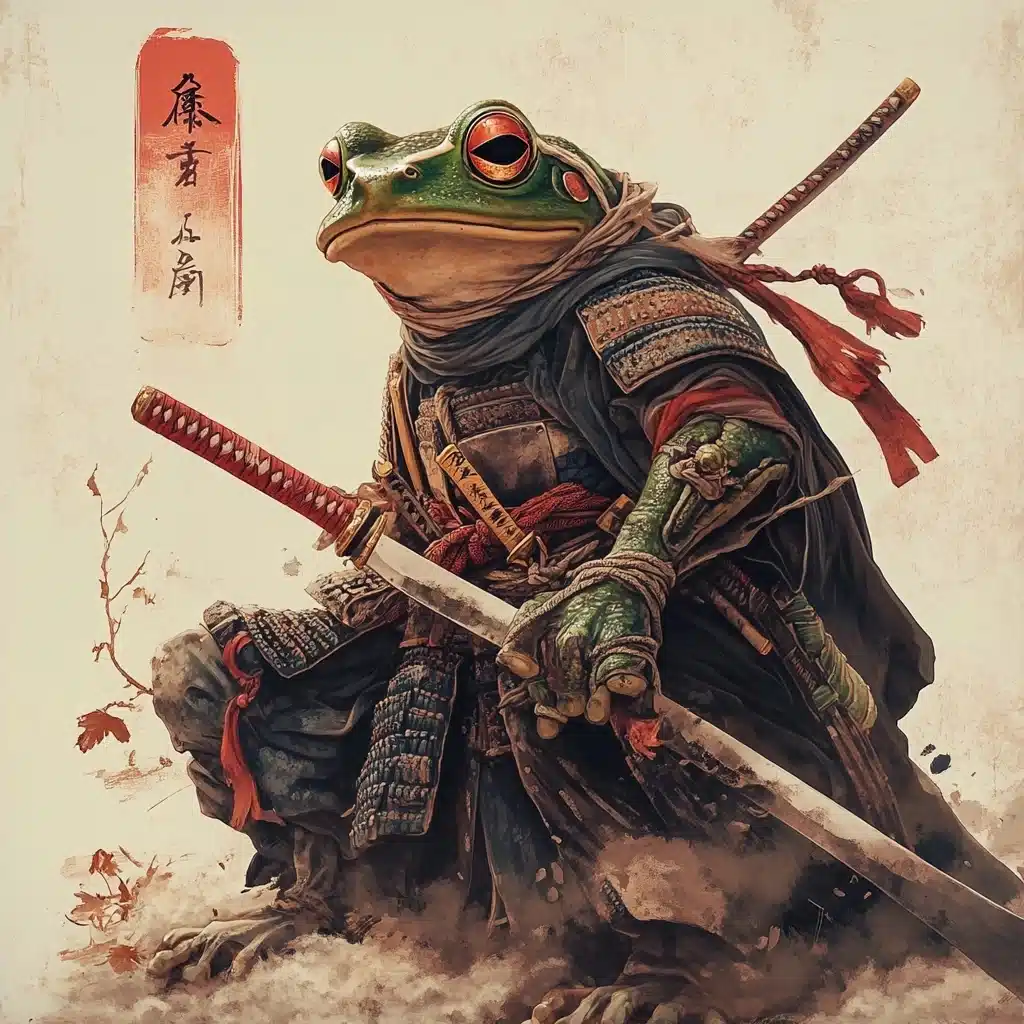 Samurai Frog Yokai Battle Midjourney提示词
