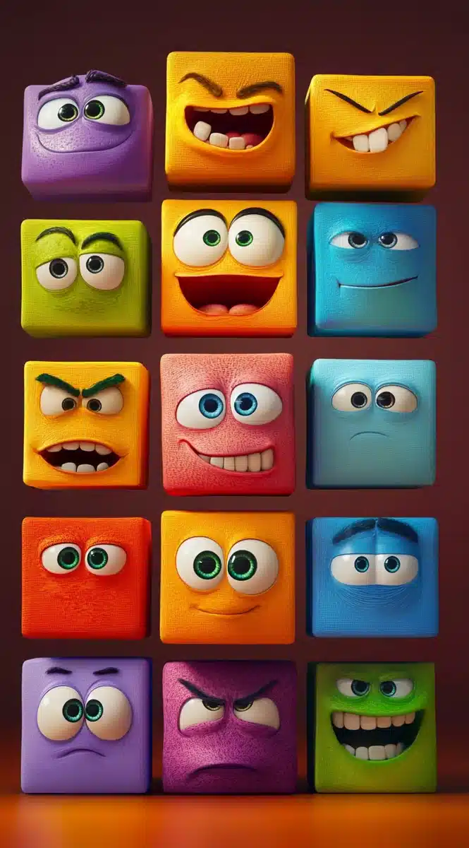 Pixar Cube Faces Poster Midjourney提示词