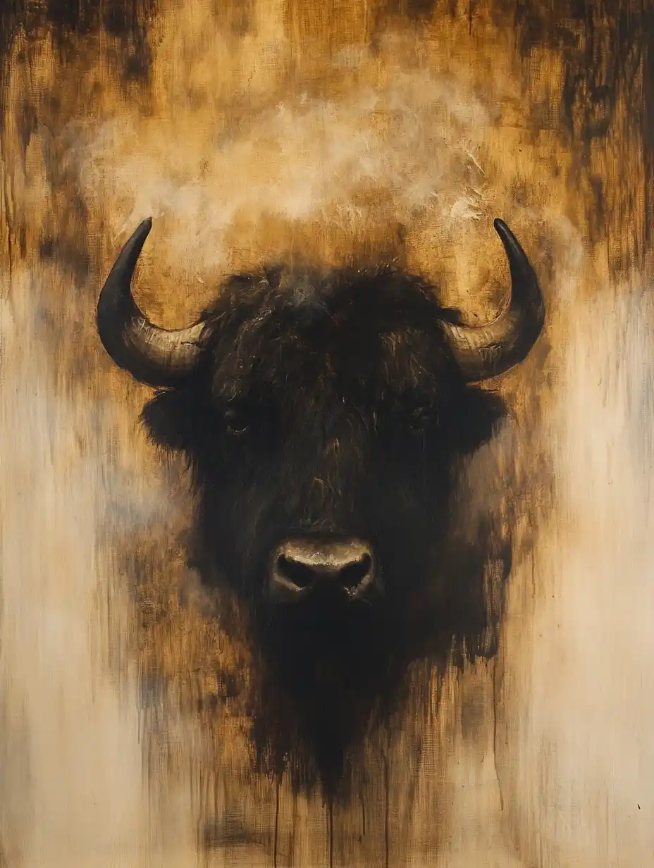 Yak in Abstract Oil Midjourney提示词