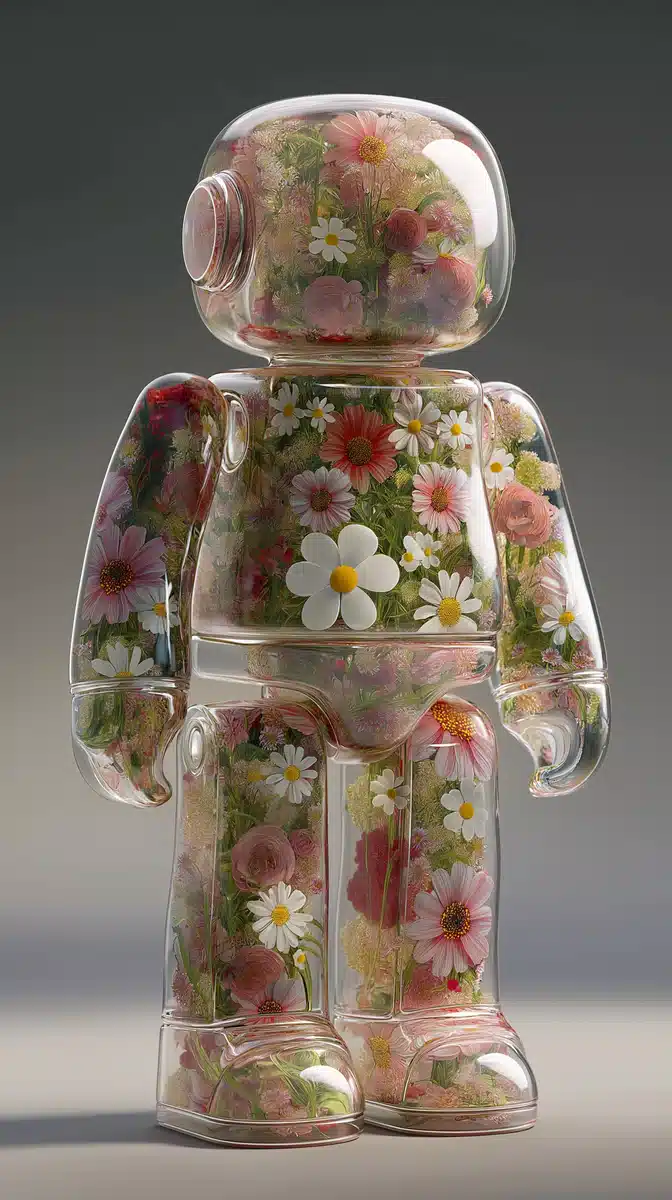Floral-Filled Transparent Robot Midjourney提示词