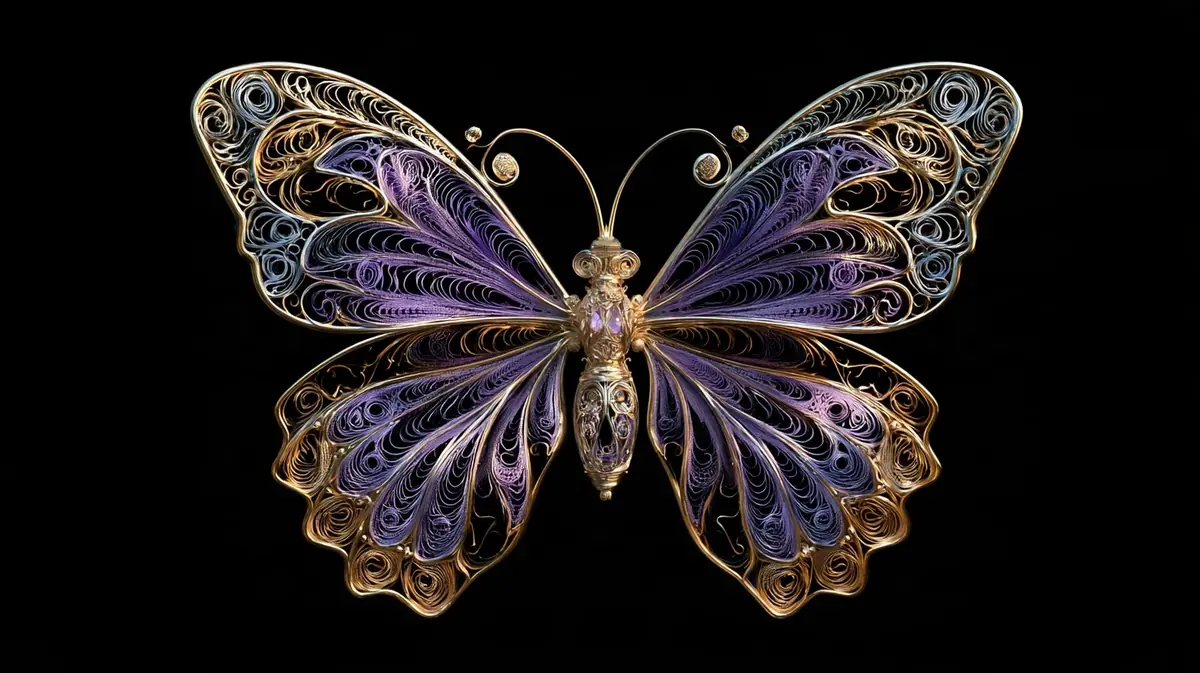 Art Nouveau Filigree Butterfly Midjourney提示词
