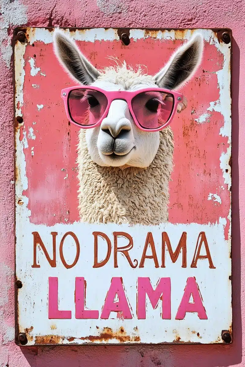 Clipart Llama Signage Midjourney提示词