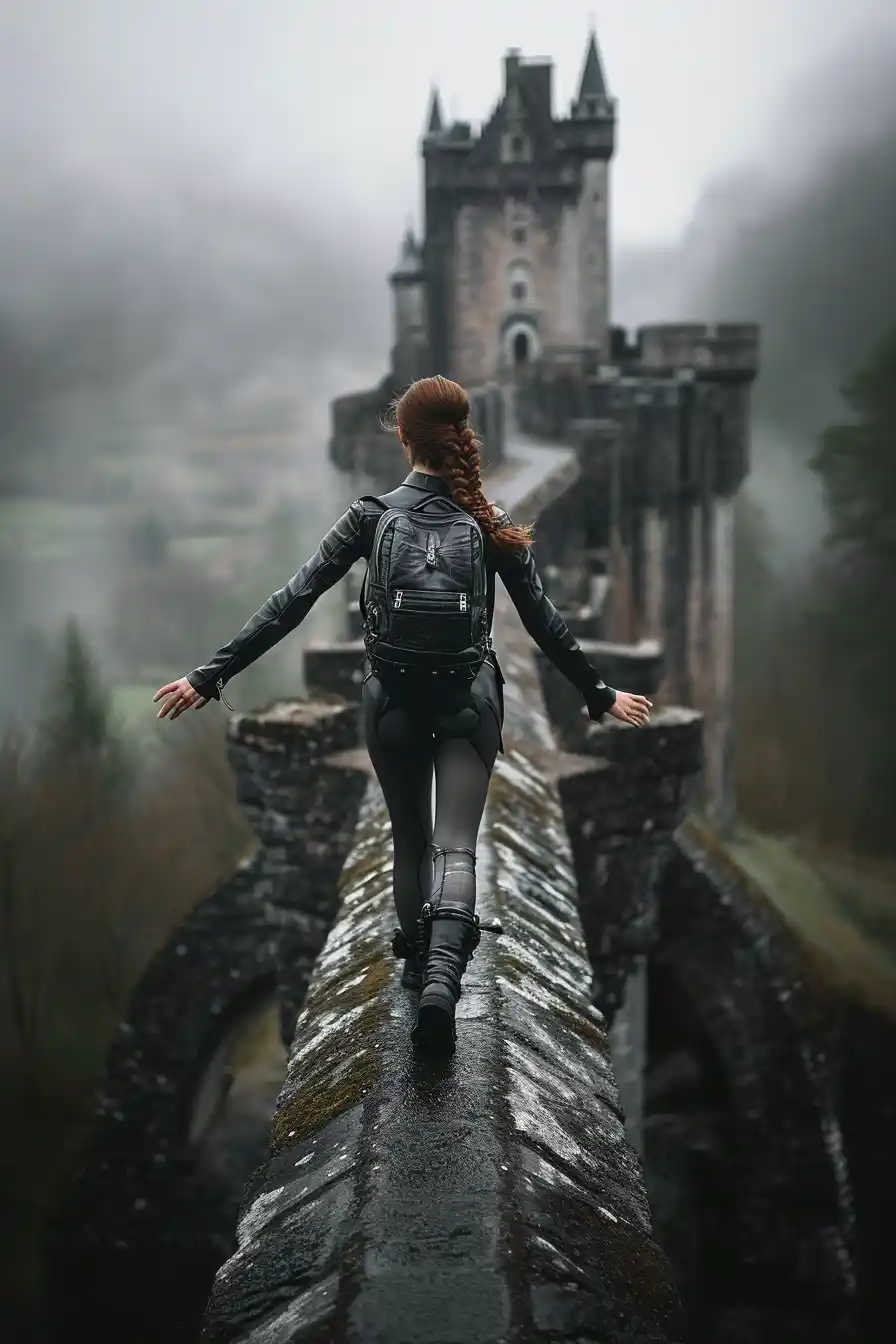 Warrior on Stone Bridge Midjourney提示词