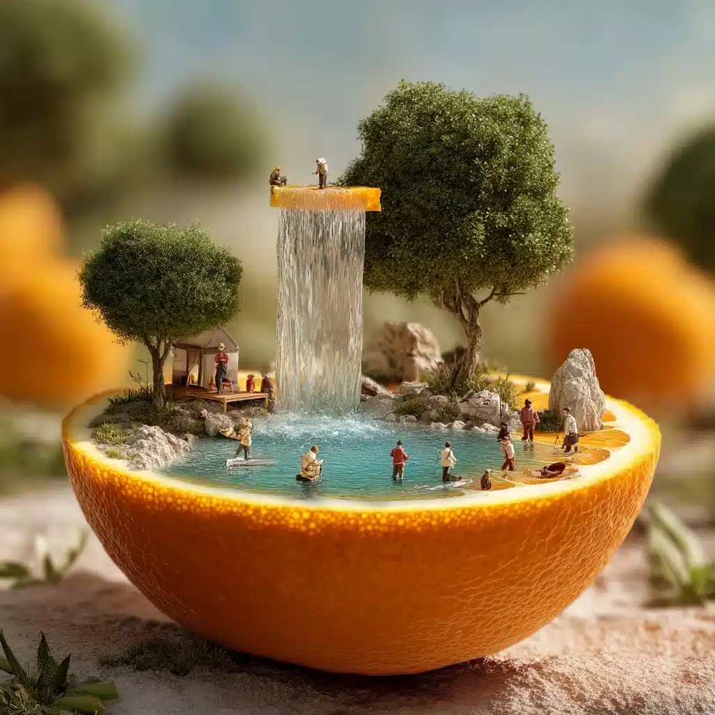 Surreal Orange Landscape Scene Midjourney提示词