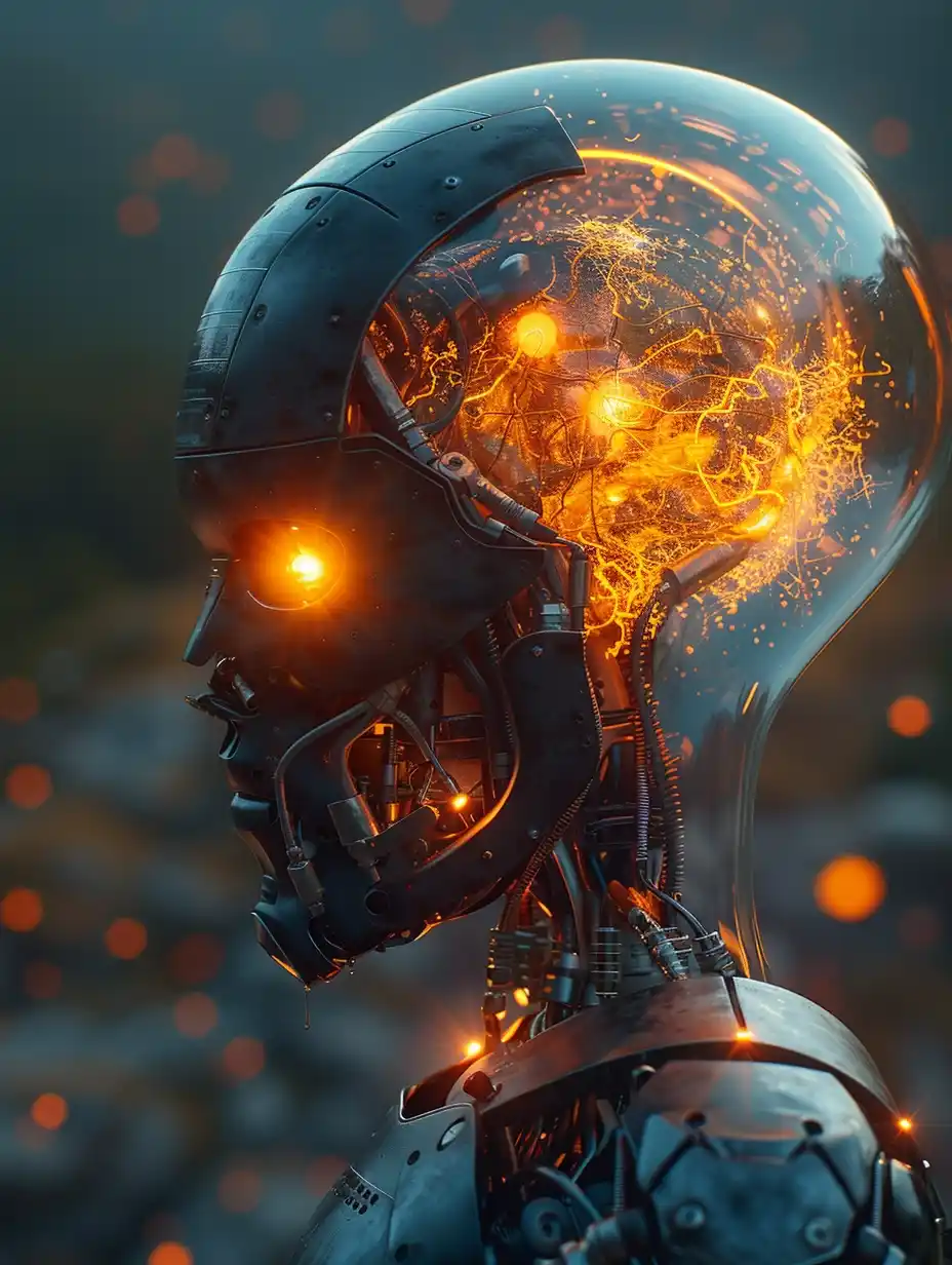 Raw Android in Lamp Midjourney提示词