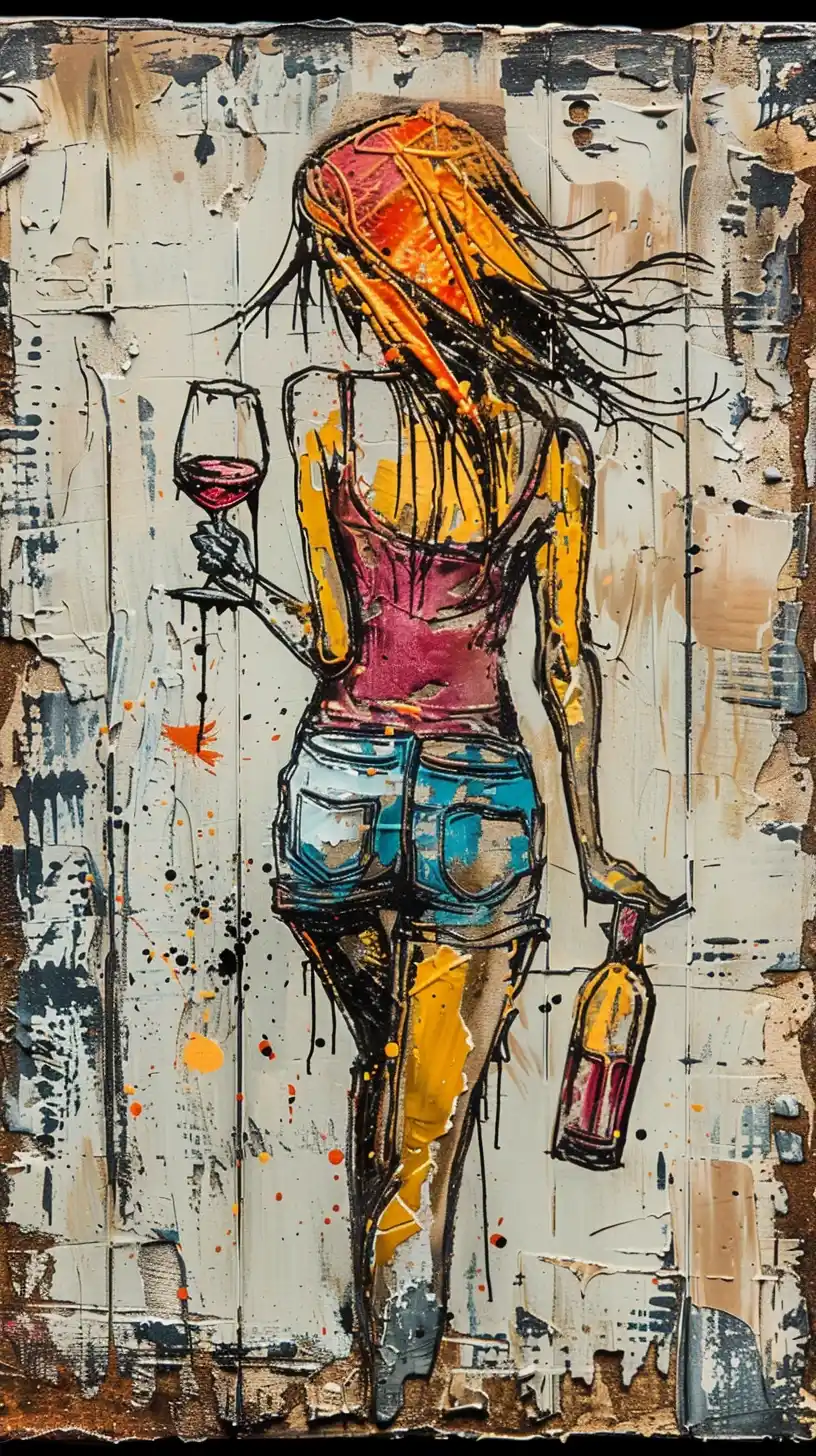 Chaos Woman with Wine Midjourney提示词