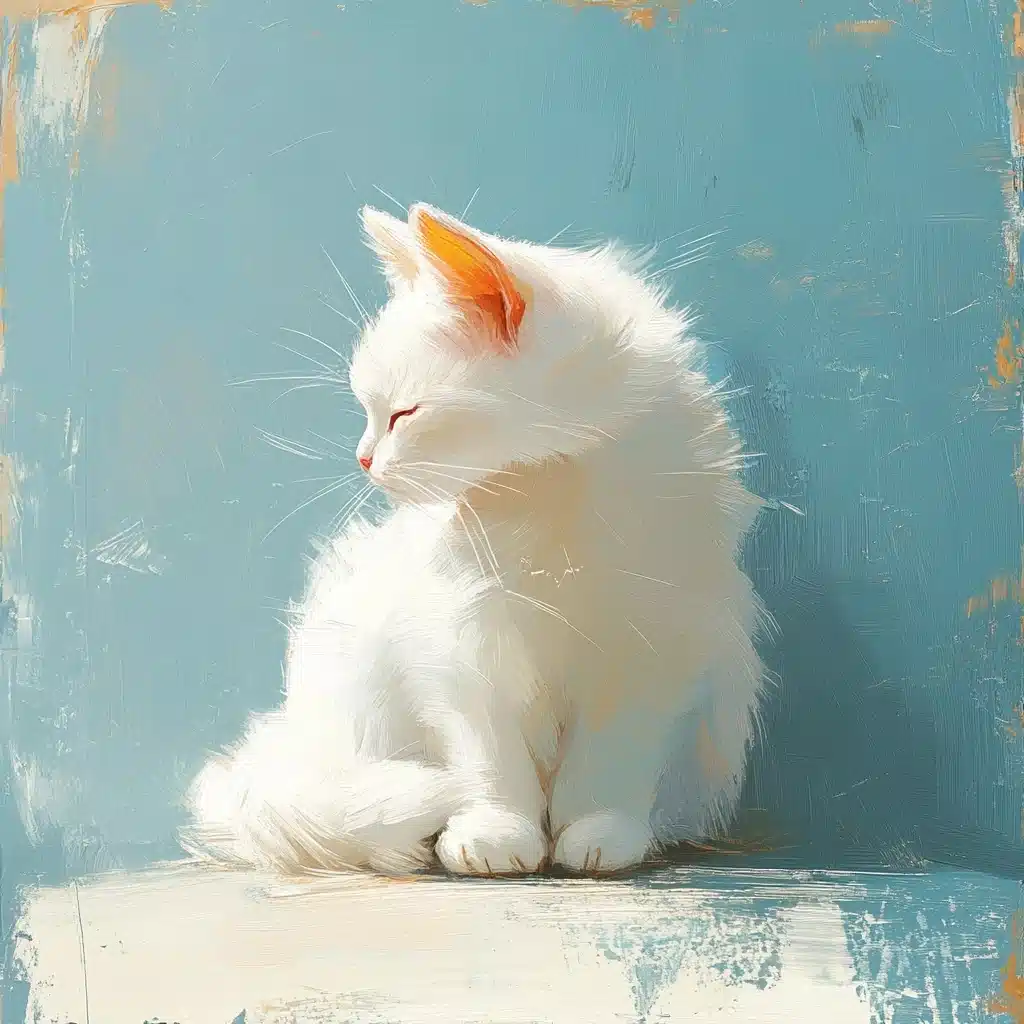 Monet-Style Cat Portrait Midjourney提示词