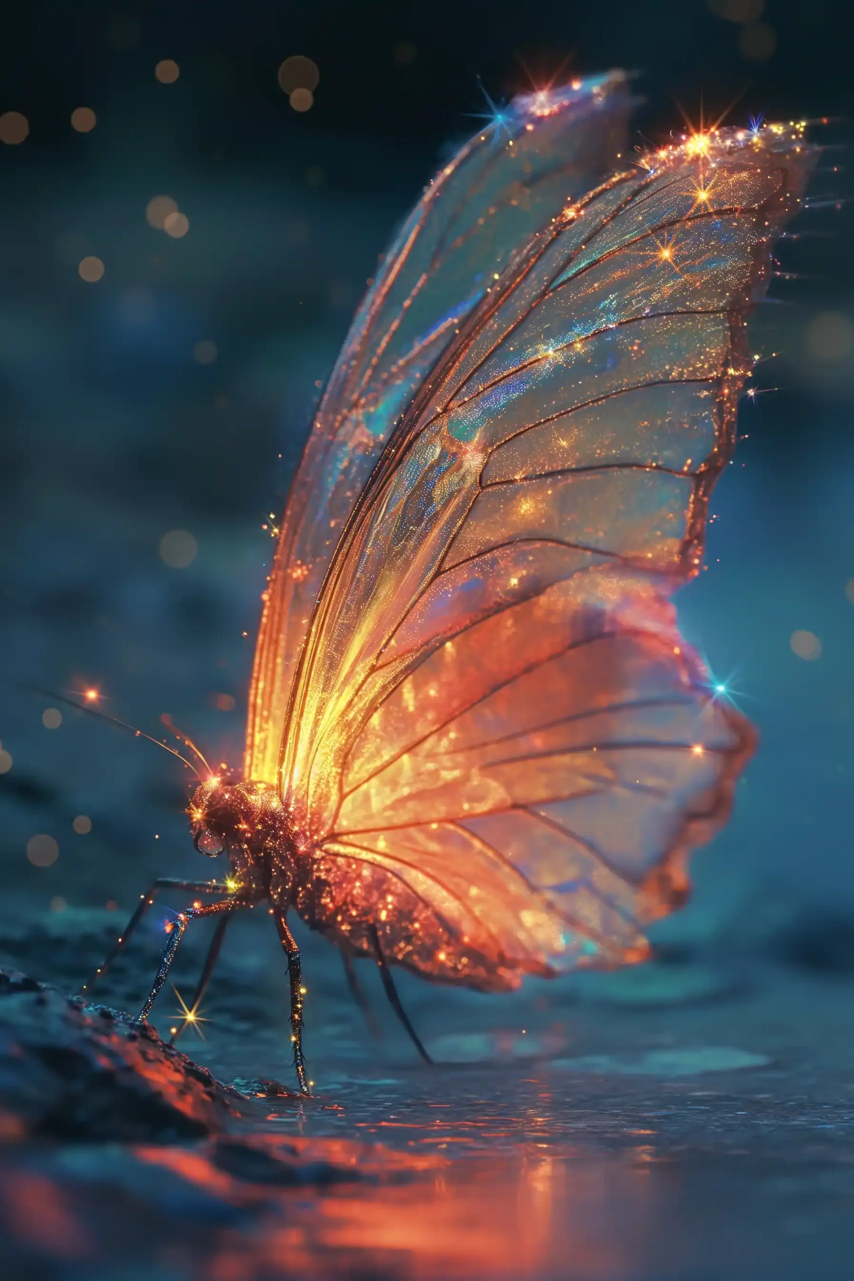 Iridescent Fairies on Beach Midjourney提示词