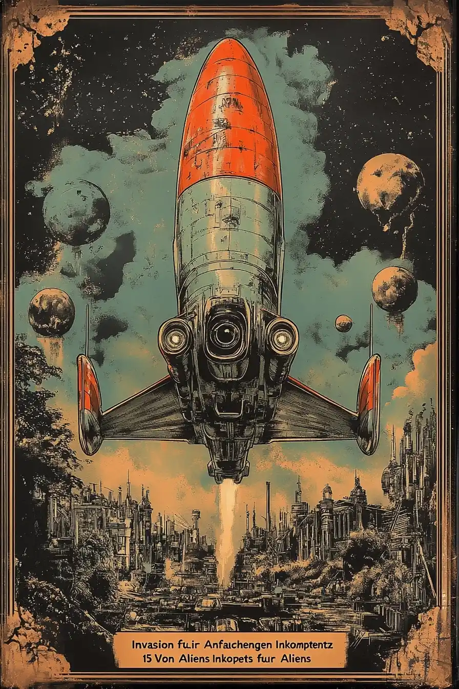 Retro Sci-Fi Alien Cover Midjourney提示词
