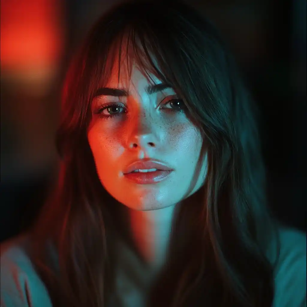 Neon Portrait of Woman Midjourney提示词