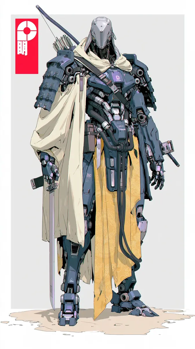 Futuristic Chinese Mecha Warrior Midjourney提示词