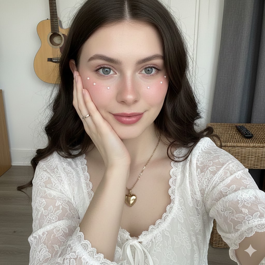 Young Woman Portrait with Pearl Makeup | Aesthetic Photography Nano Banana提示词