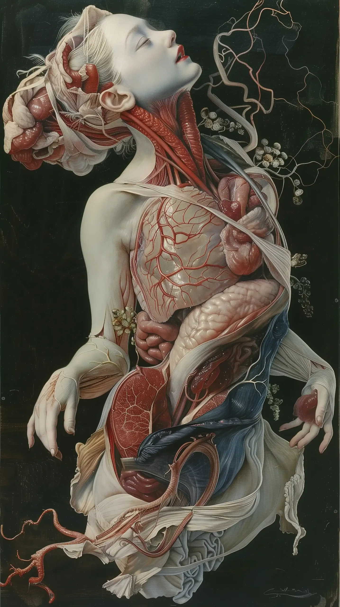 Surreal Nymph Anatomy Collage Midjourney提示词