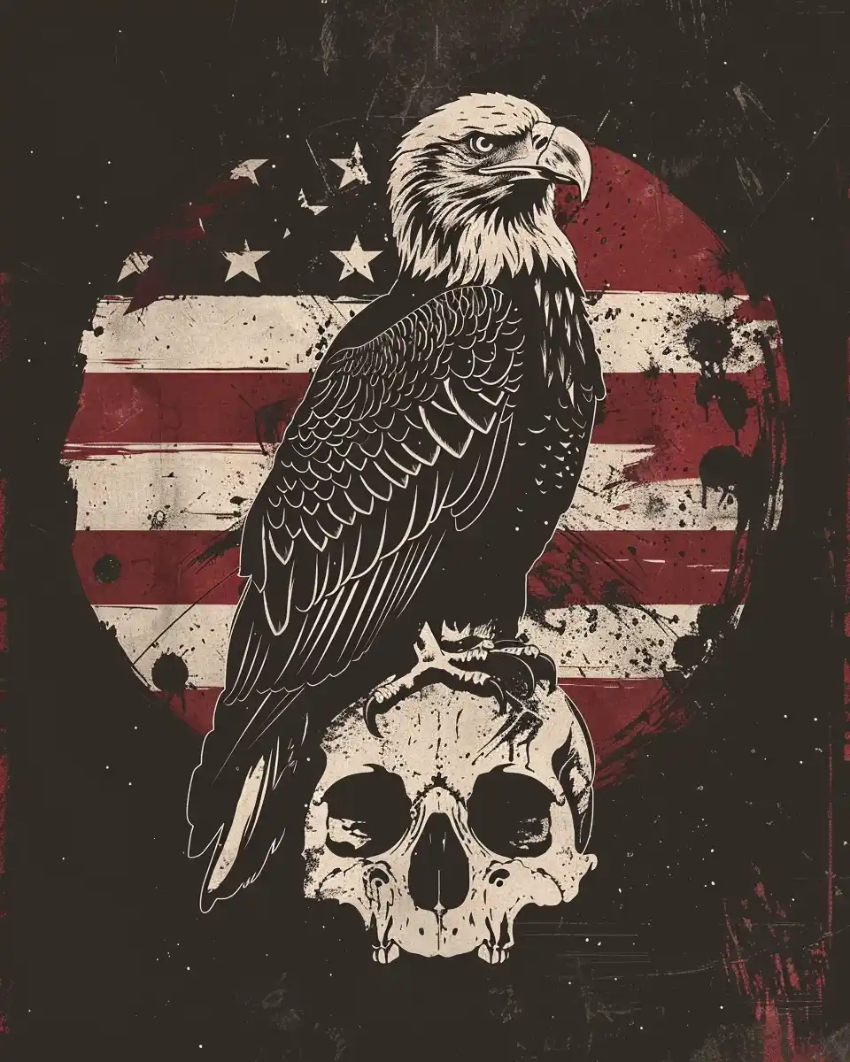 Graphic Eagle on Skull Midjourney提示词