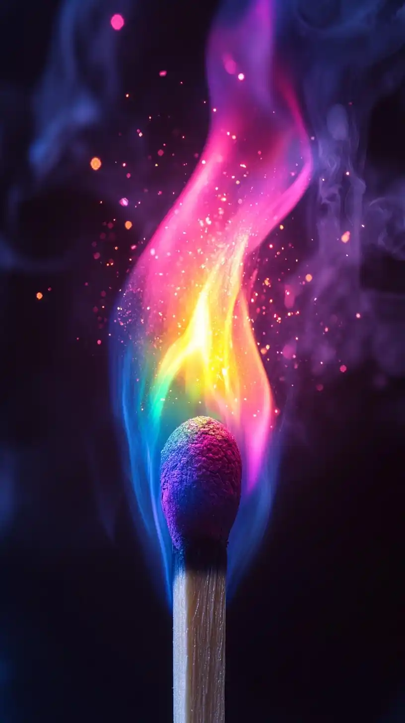 Neon Flame Macro Photography Midjourney提示词