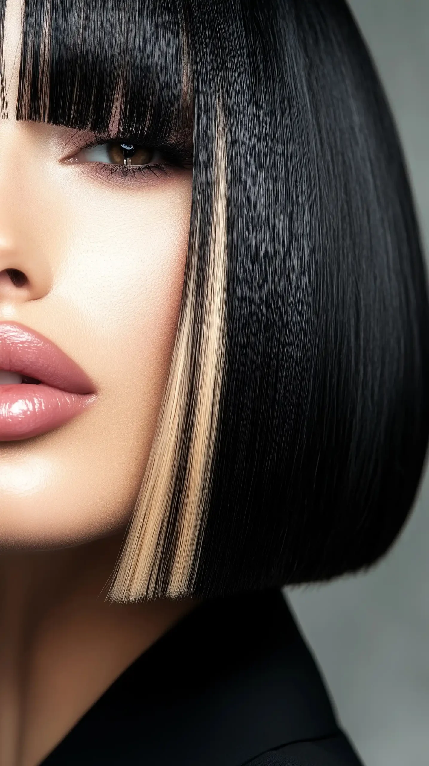 Closeup of Model with Balayage Midjourney提示词