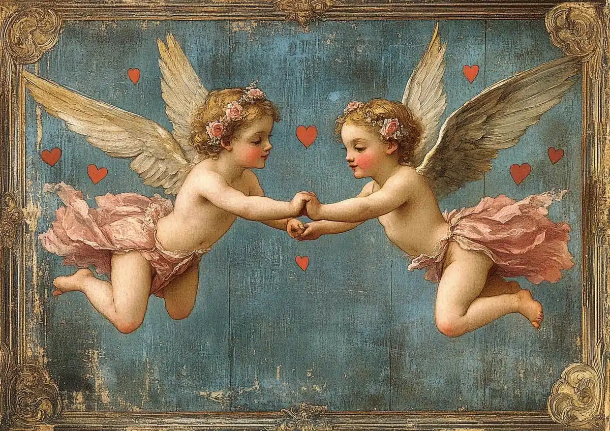 Vintage Valentine Lovers Card Midjourney提示词