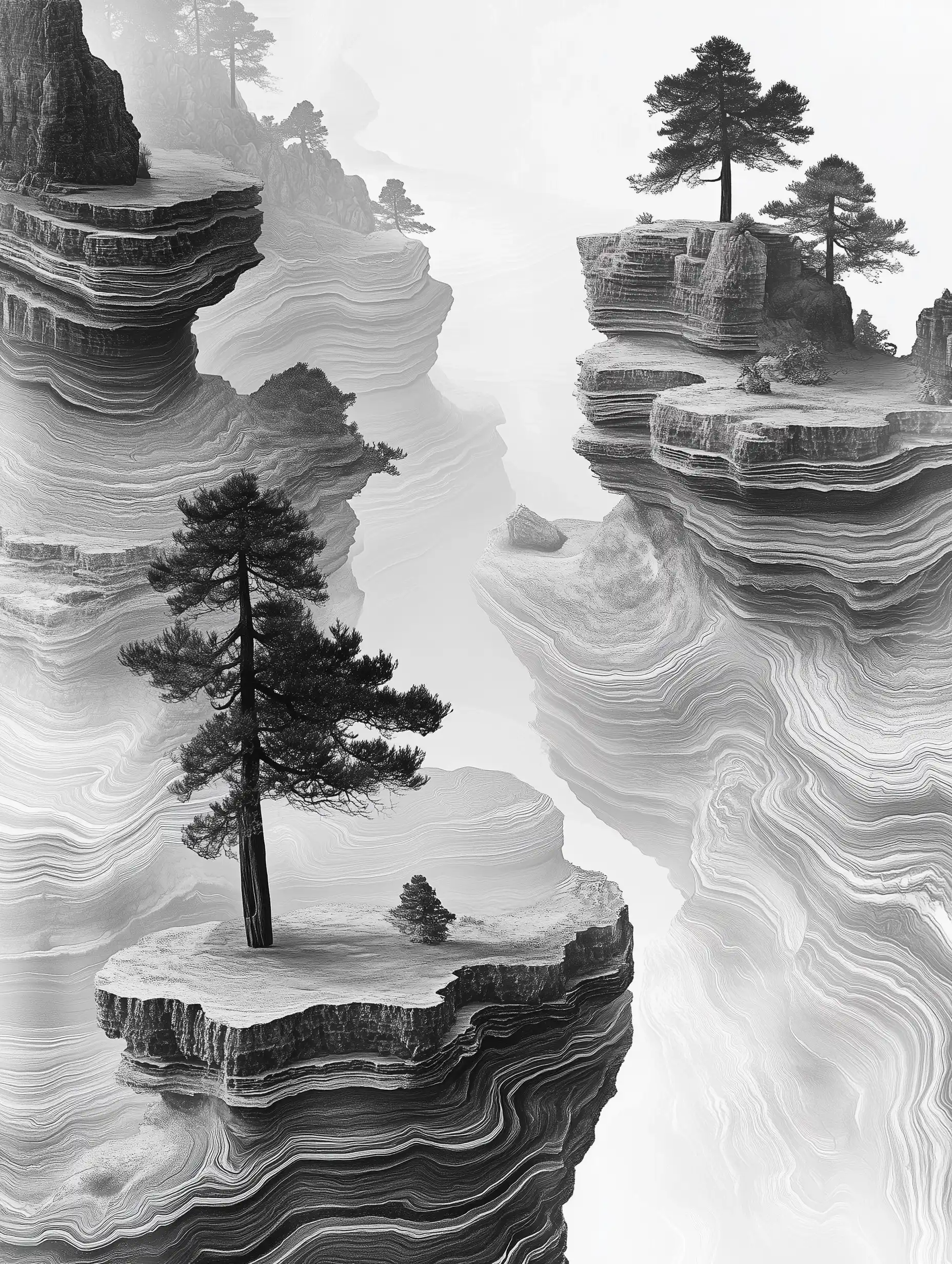 Ink and Marble Landscapes Midjourney提示词