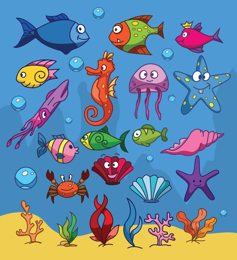 Sea Life Vector Cartoons （卡通海洋生物）