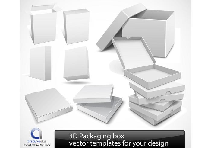3D包装框矢量模板为您的设计的