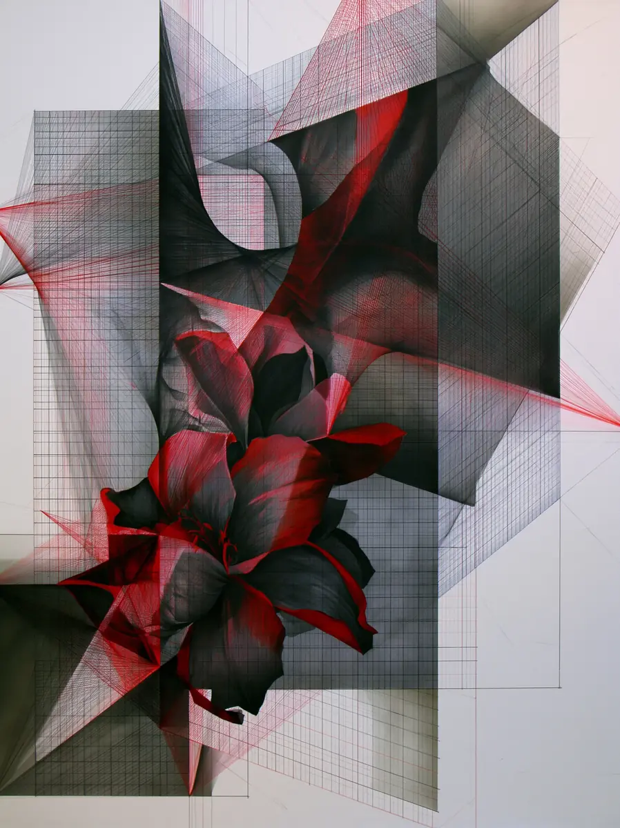 Affine Manifold Floral Geometry Midjourney提示词