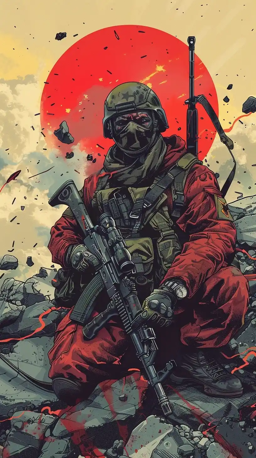 Ukrainian Soldier Marvel Illustration Midjourney提示词