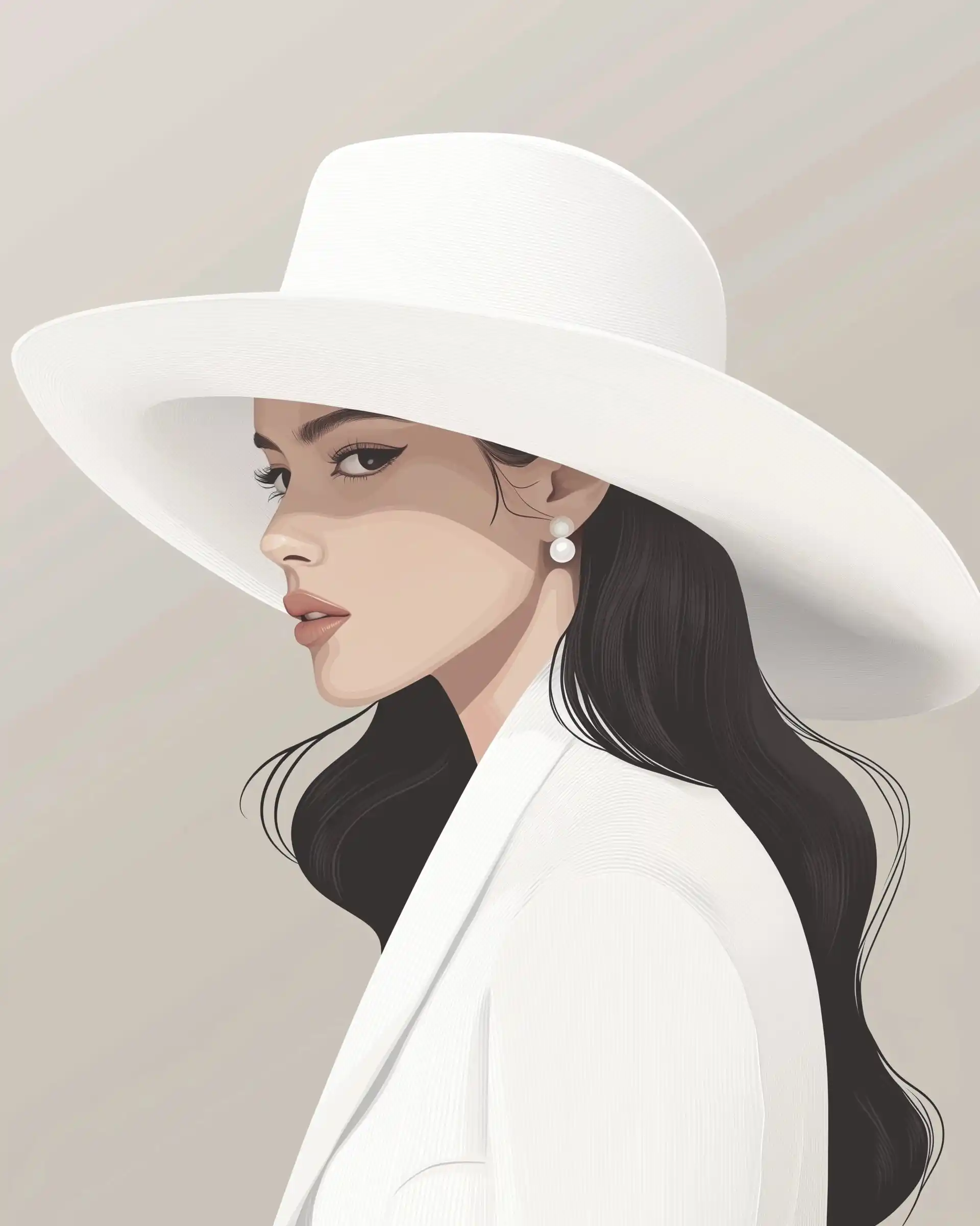 Minimalist Woman in Hat Midjourney 提示词生成效果