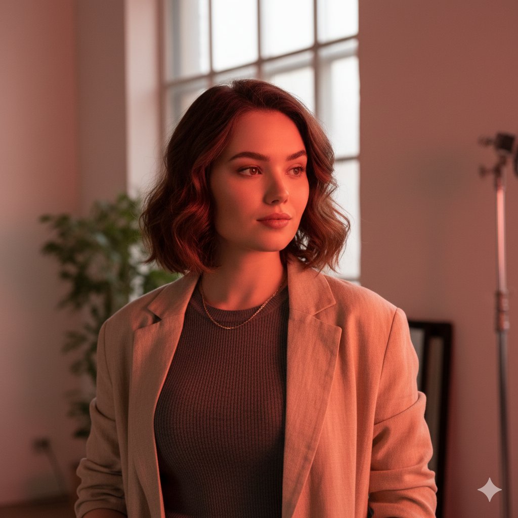 Warm Portrait of Woman in Blazer | Cinematic Lighting Nano Banana提示词
