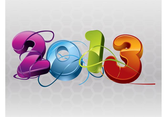 2013年的新年前夕矢量设计三维数字在不同的明亮的颜色
