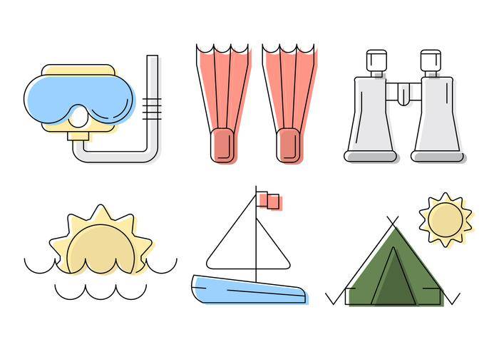 矢量海滩和旅行的插图集