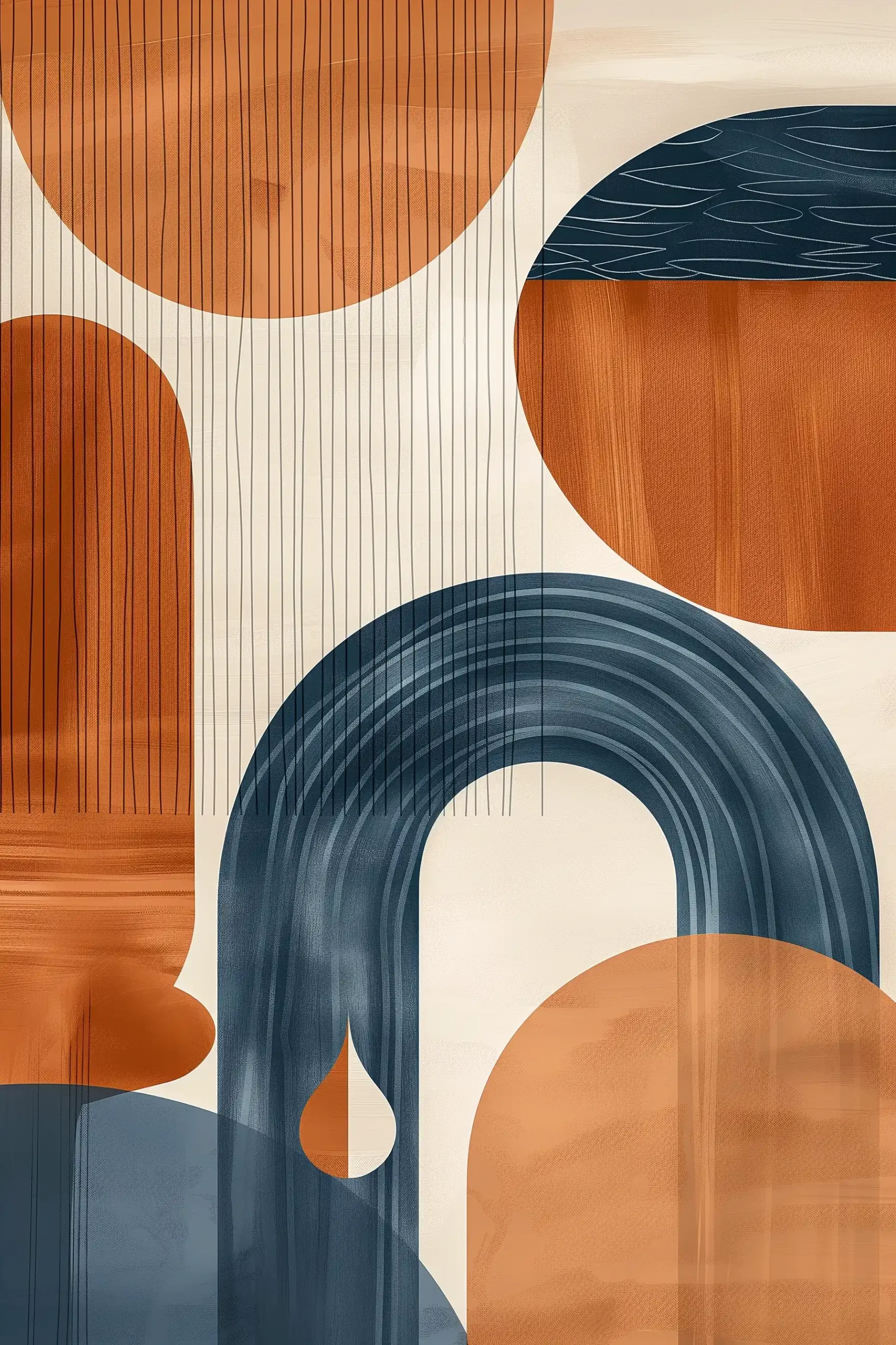Terracotta Geometric Boho Art Midjourney提示词