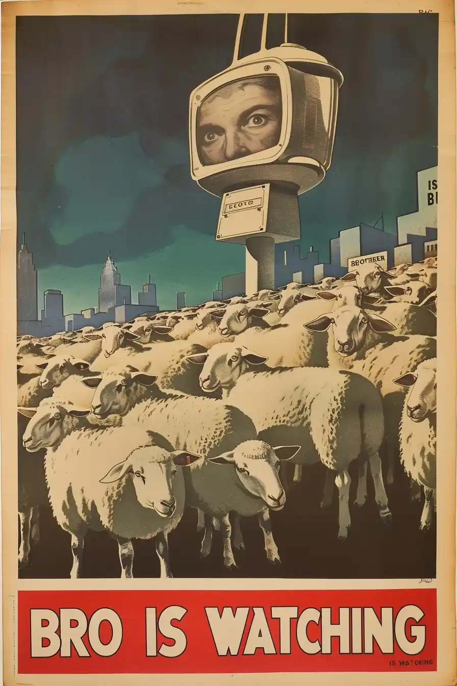 Dystopian Media Propaganda Poster Midjourney提示词