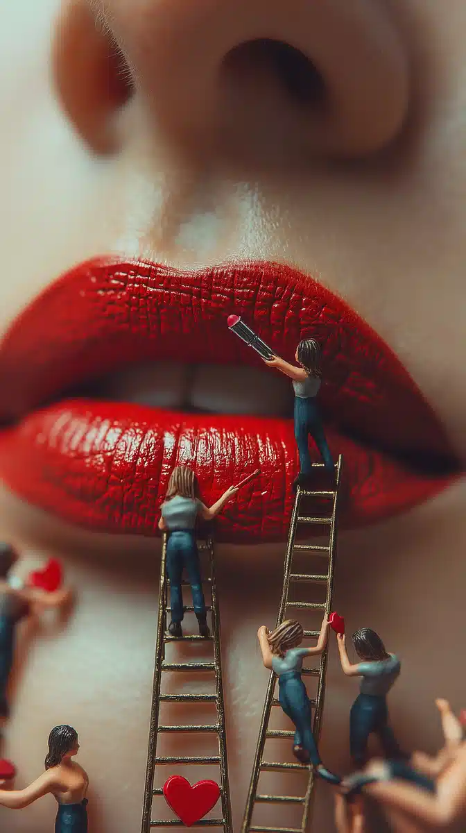 Hyperrealistic Woman with Miniature Artists Midjourney提示词