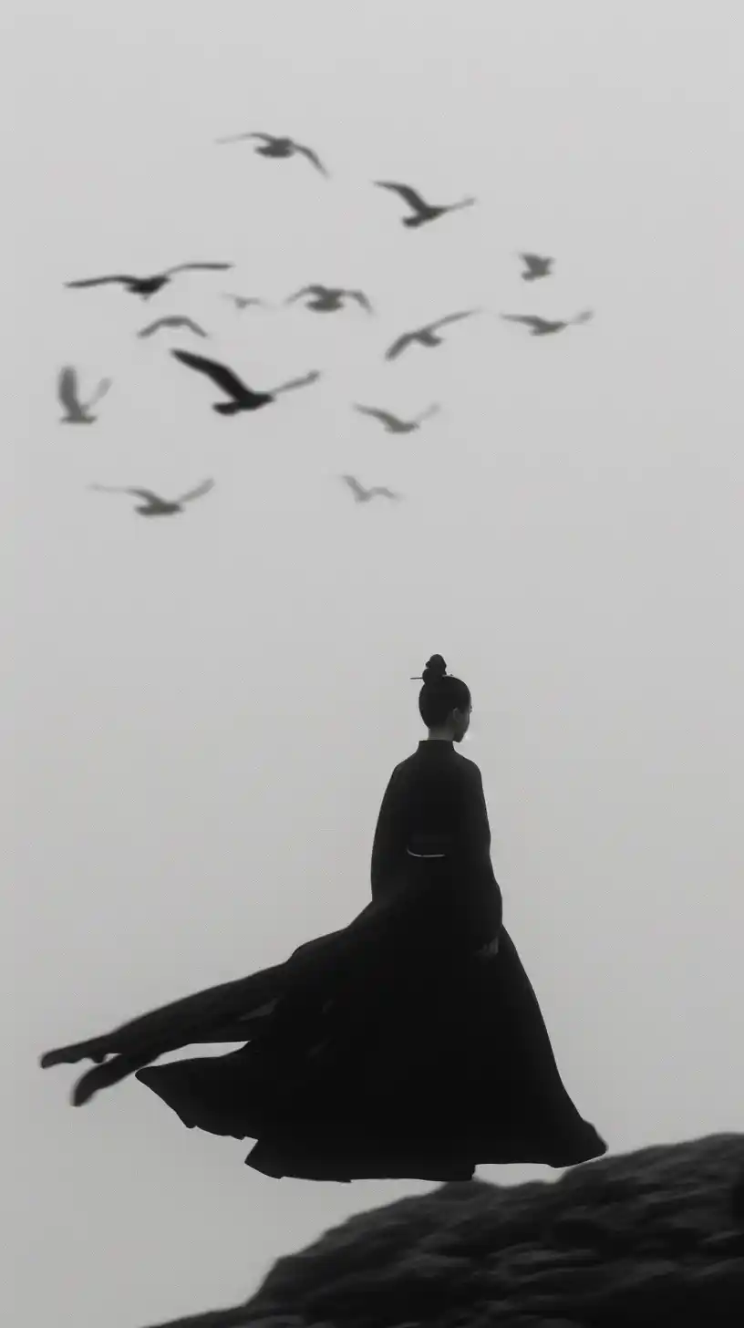 Dynamic Woman in Monochrome Midjourney提示词