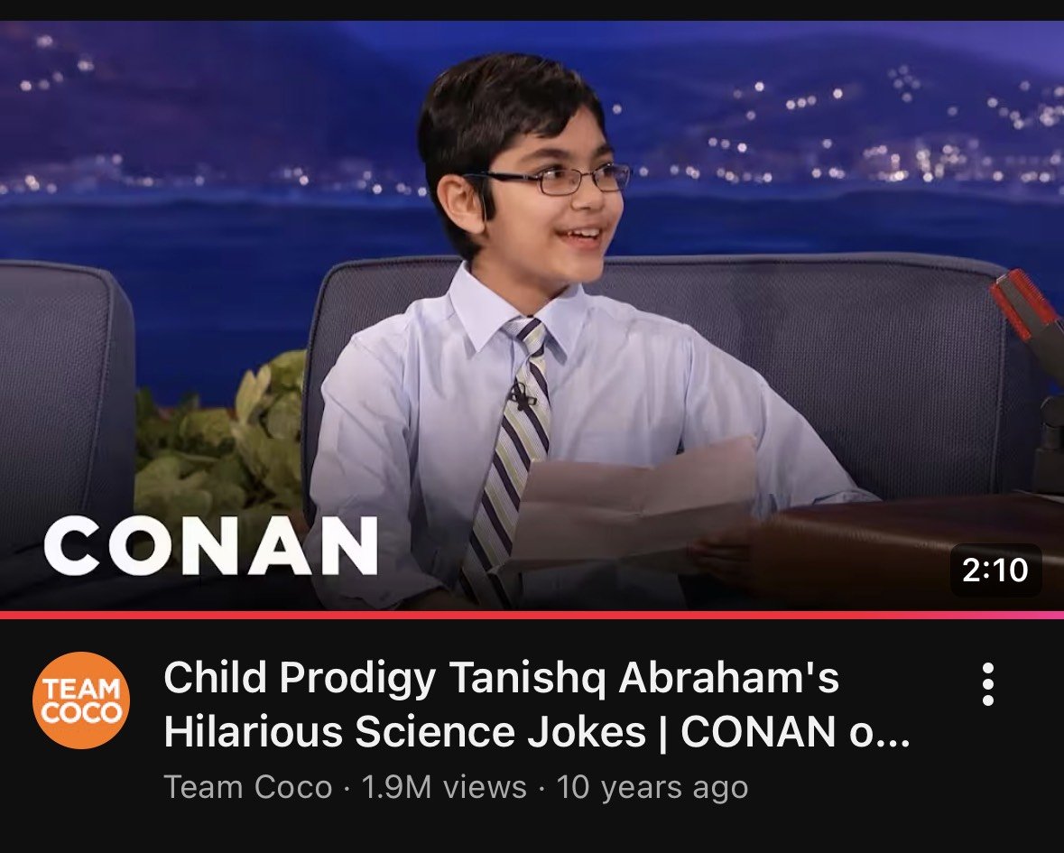 Child Prodigy Tanishq Abraham's Hilarious Science Jokes Nano Banana提示词