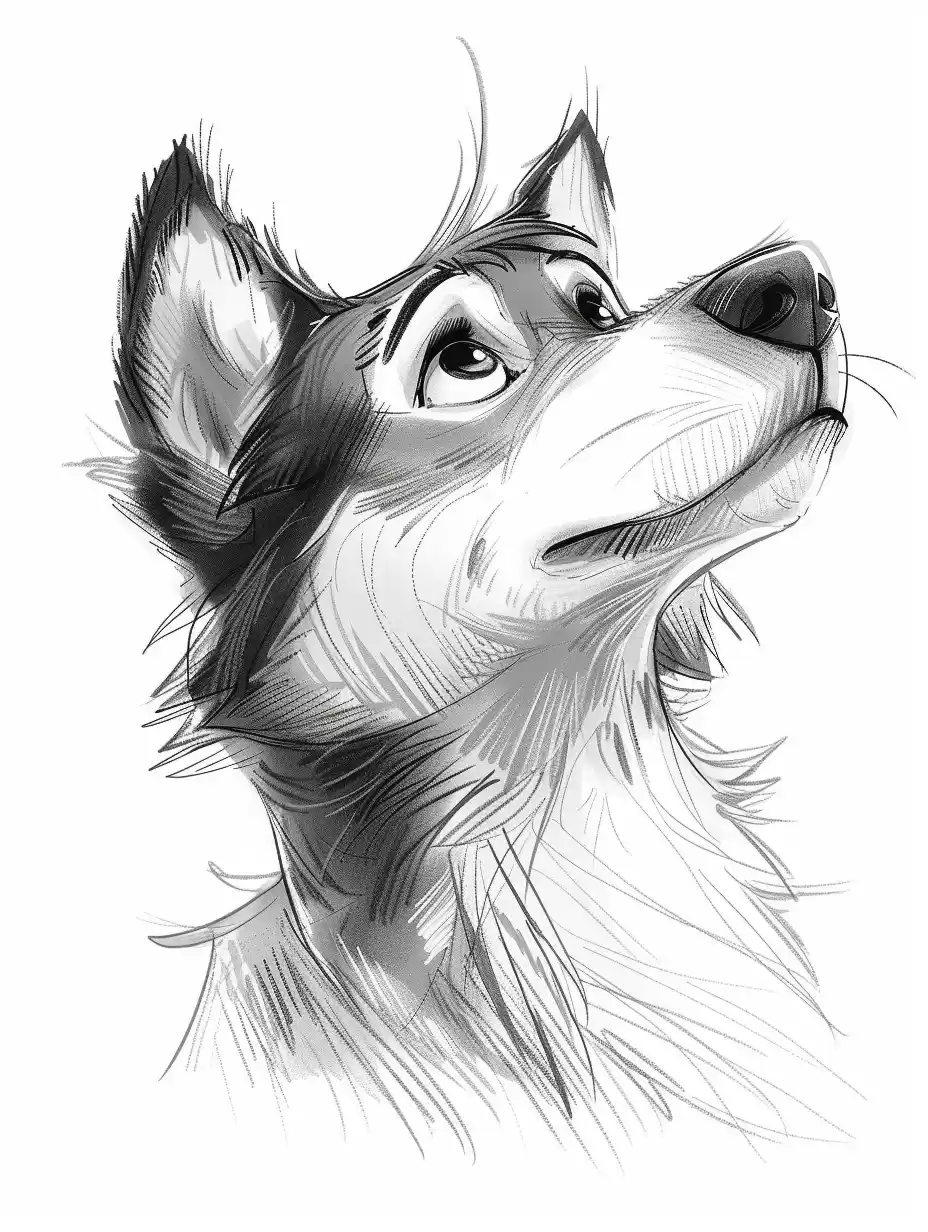 Thick-lined Drunk Husky Midjourney提示词