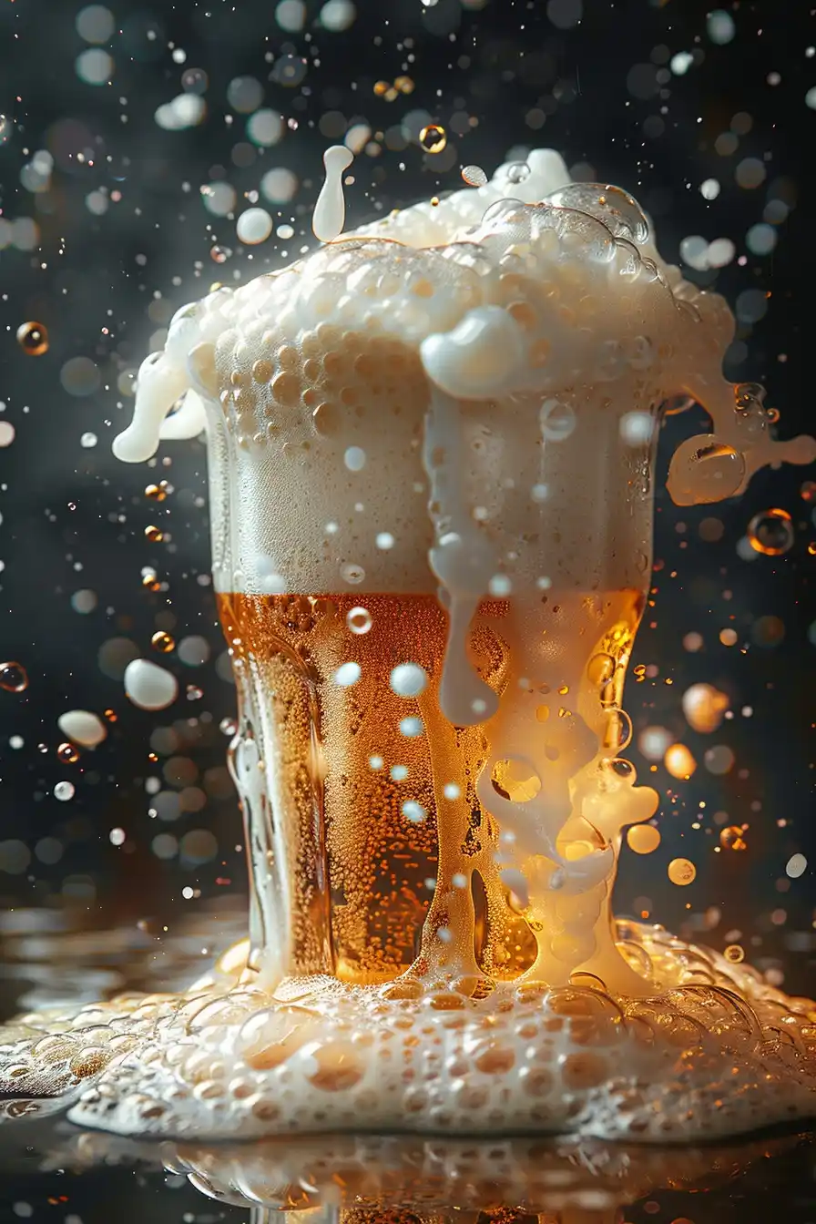 Beer Foam on Black Photo Realism Midjourney提示词