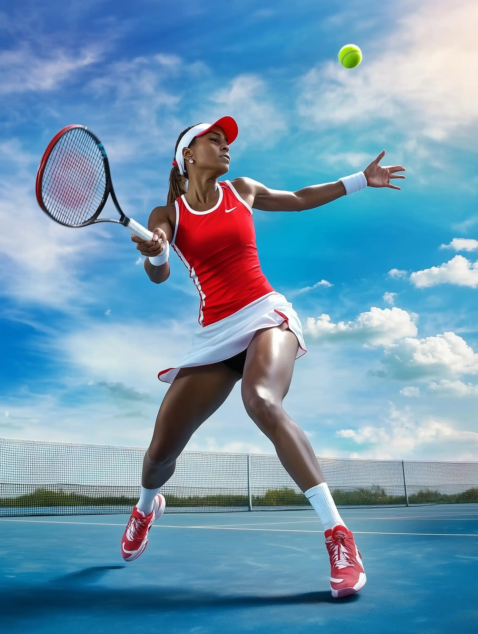 Realistic Tennis Player Action Midjourney提示词