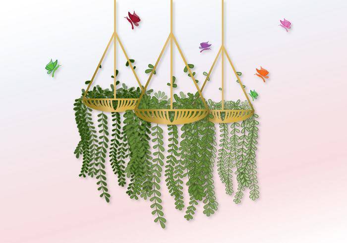 矢量挂着花盆