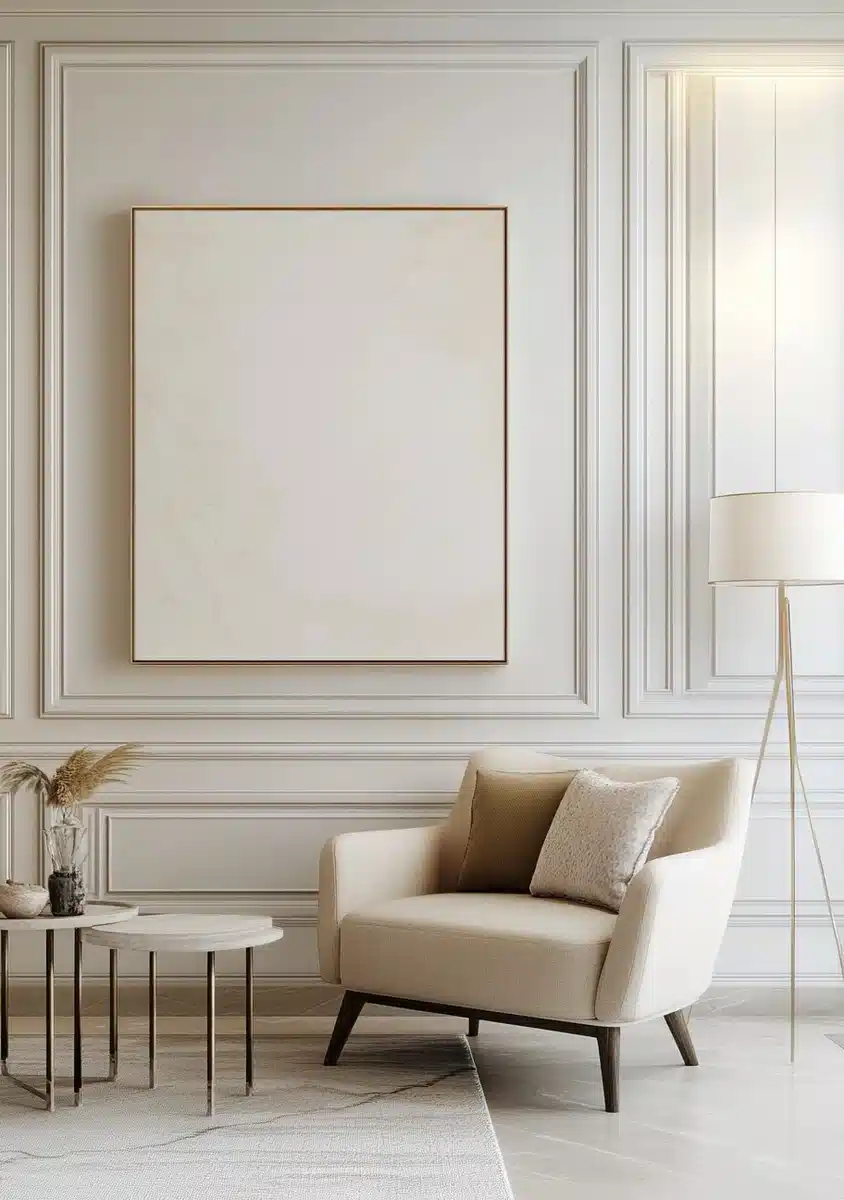 Elegant Modern Living Room Midjourney提示词