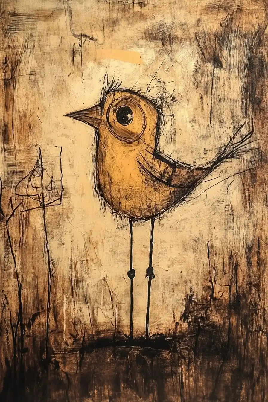 Cubist Bird in Chaos Midjourney提示词