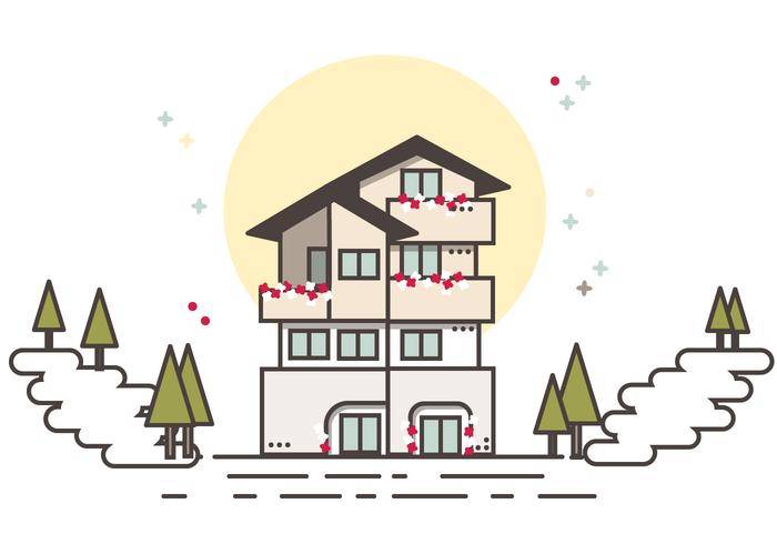 小可爱小木屋免费矢量