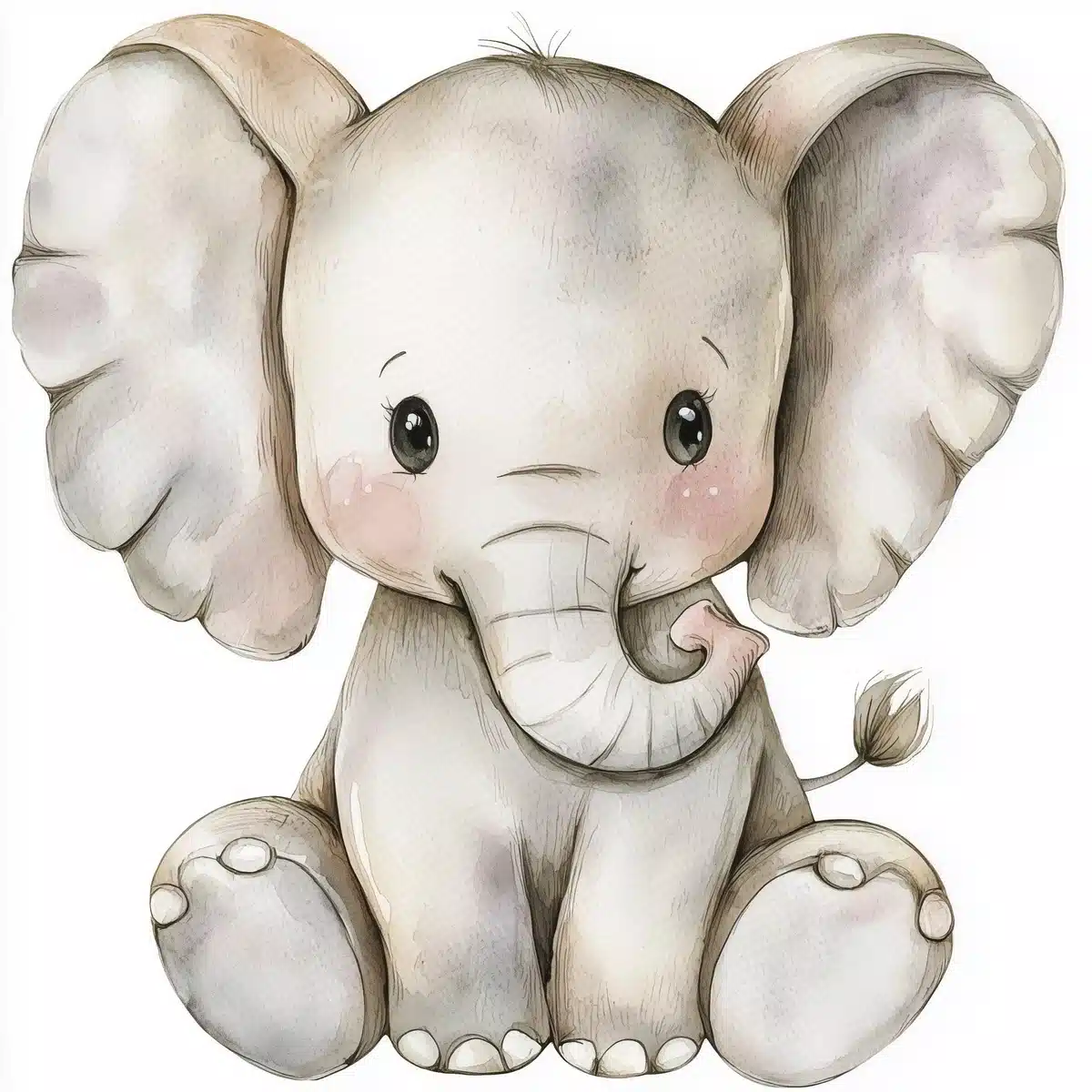 Pastel Elephant Outline Art Midjourney提示词