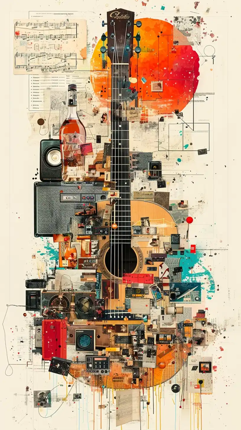 Ephemeral Musical Collage Midjourney提示词