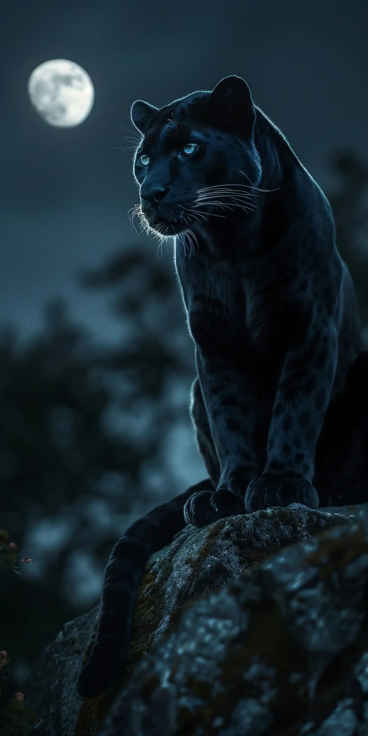 Moonlit Panther Close-Up Midjourney提示词