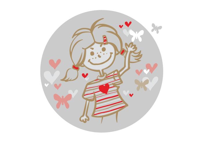 女孩和飞行的心向量