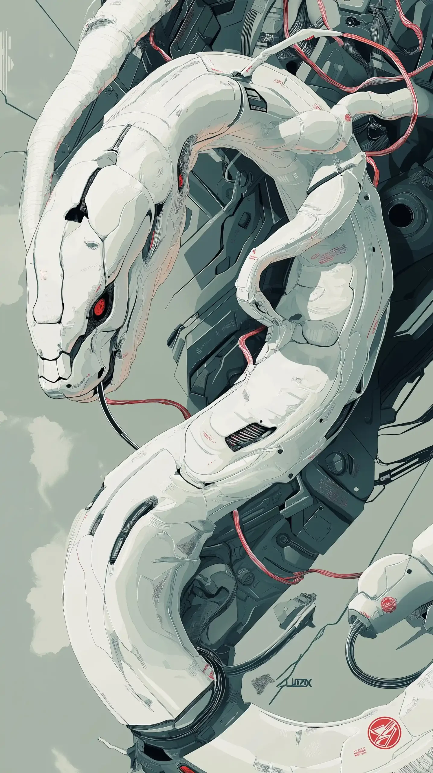 Mecha Snake Neo-Pop Illustration Midjourney提示词