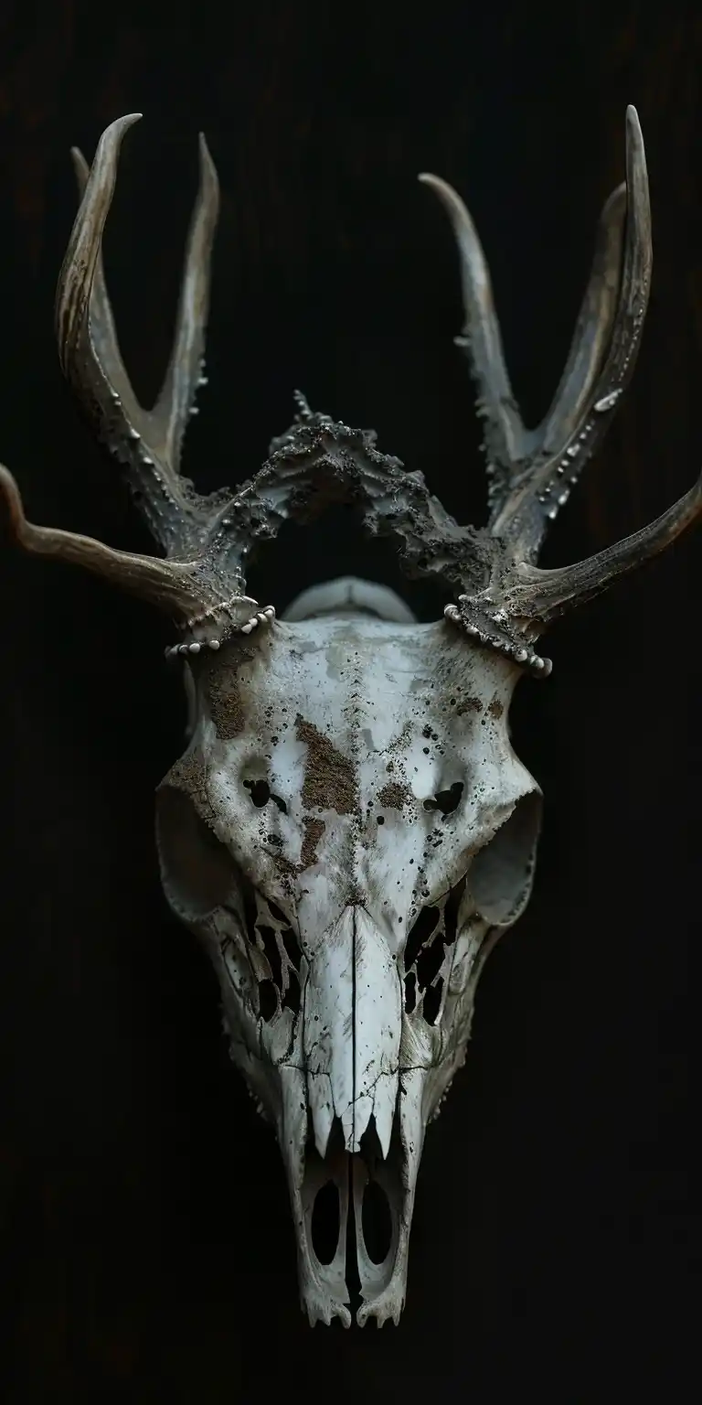 Realistic Deer Skull Dark Realism Midjourney提示词