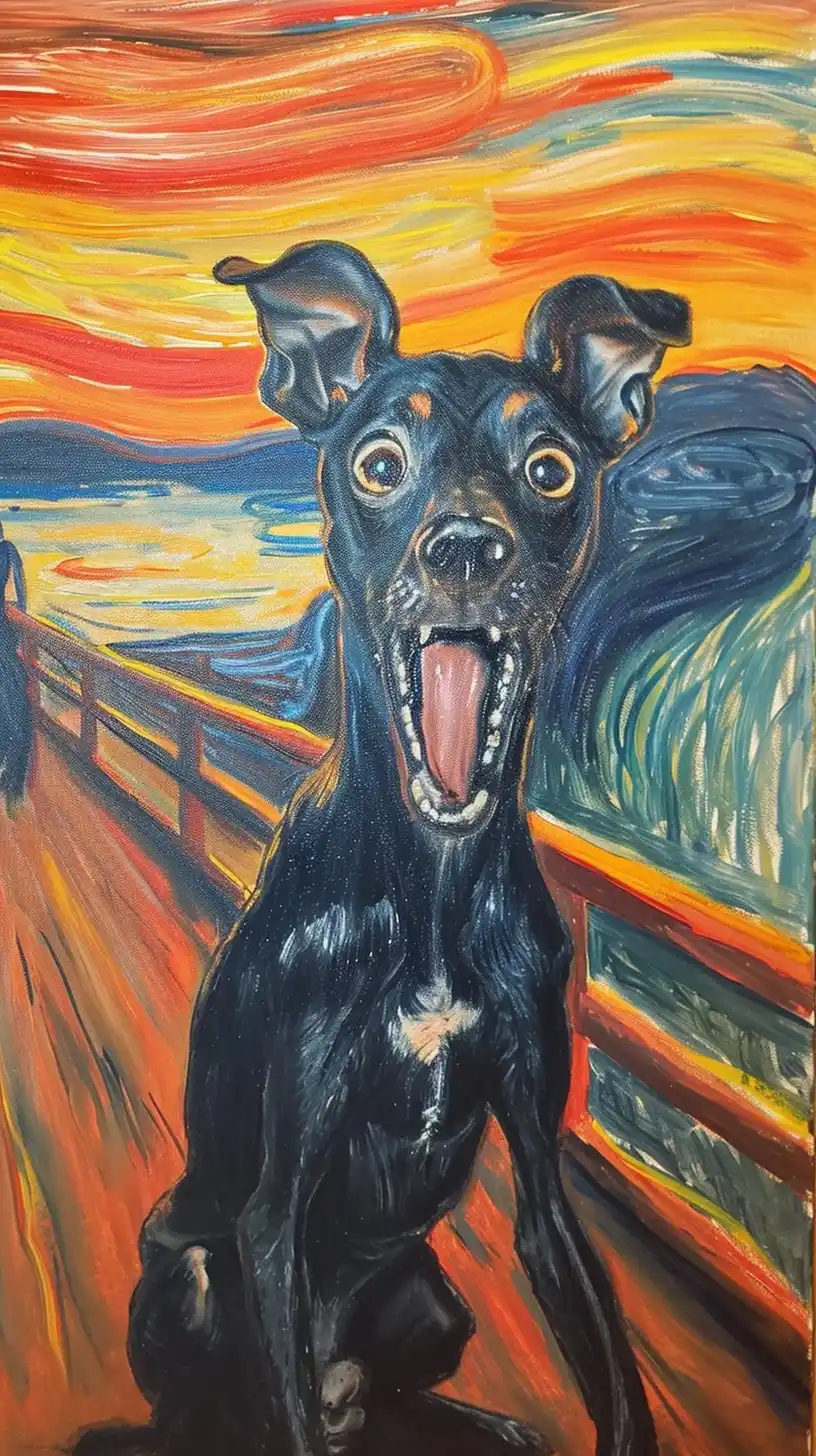 Scream Italian Greyhound Midjourney提示词