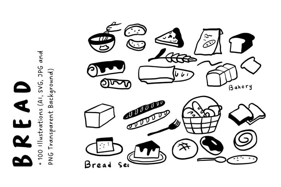 +100 Bread & Bakery Illustration